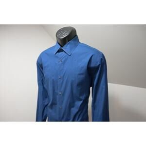 Express 1MX Dress Shirt Modern Fit Stretch Dark Blue Long Sleeve Mens Sz Medium